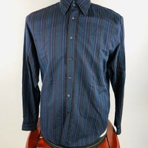 Ted Baker Mens 4 Striped Long Sleeve Button Down Shirt Black Blue White * - £24.07 GBP