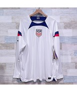 Nike USA Dri-Fit Replica Stadium Home Soccer Jersey White Long Sleeve Me... - $108.89
