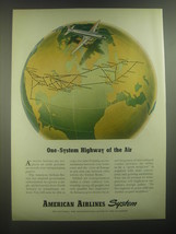 1945 American Airlines Ad - One-System Highway of the Air - £14.56 GBP