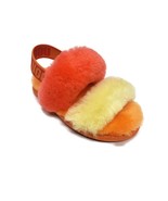 UGG Oh Yea Slide Slippers Size 6 Age 2-3 Lamb Fur Red Orange Toddler 111... - £40.95 GBP