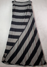Max Studio A Line Dress Womens Large Black White Striped Rayon Off The S... - $15.67