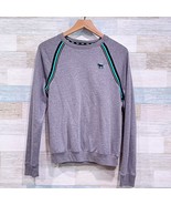 PINK Victorias Secret Perfect Sweatshirt Gray Blue Black Stripe Womens XS - $29.69