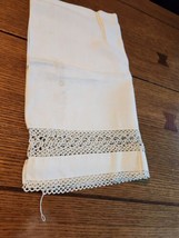 Vintage Cotton Handmade Crochet Lace Table Runner Dresser Scarf 18&quot; x 36&quot; - $9.50