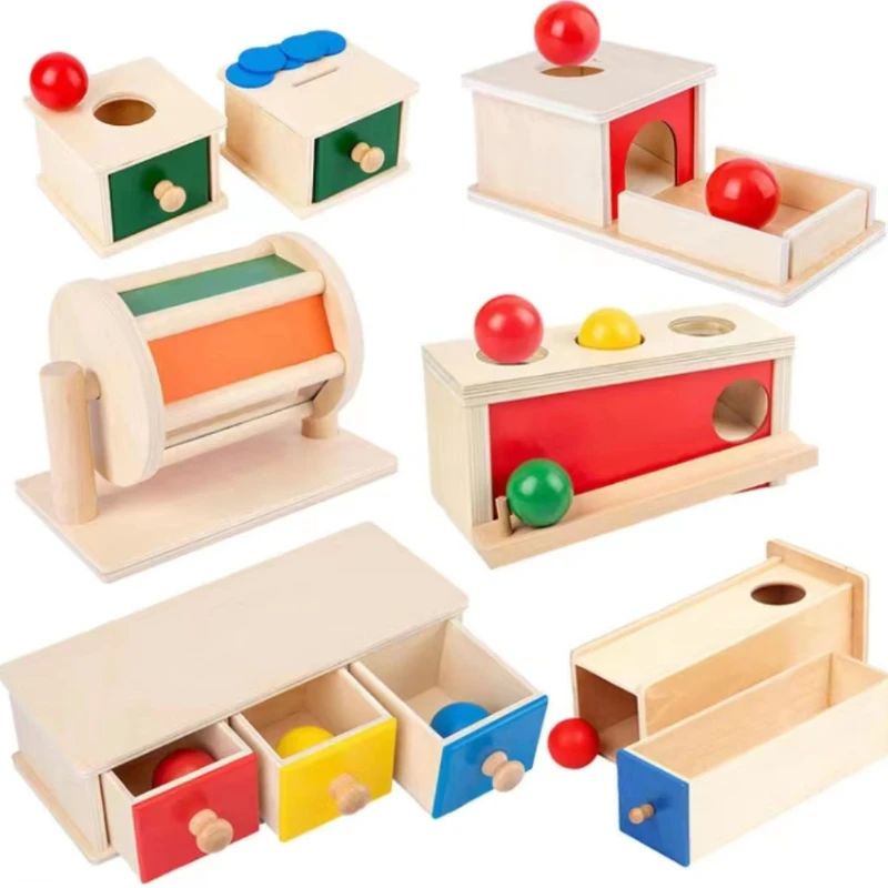 Montessori Baby Toy Wooden Coin Box Drawer Game Learning Early Education - £16.76 GBP+