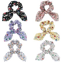 Bow Scrunchies 6 Packs Floral Hair Scrunchies for Women Girls Hair Acces... - £14.65 GBP