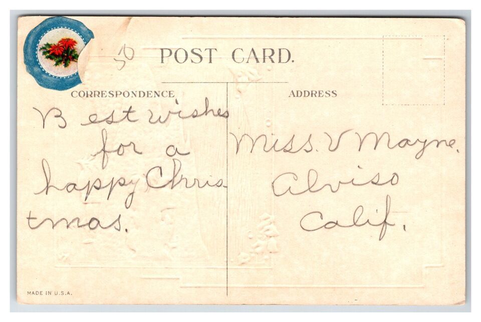 Christmas Wish Winter Landscape Poem Gilt Embossed UNP DB Postcard Y9 Item image 2