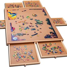 1500 Piece Wooden Jigsaw Puzzle Table; 6 Drawers, Puzzle Board | 27” X 35” - £51.54 GBP