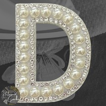 Letter D White Faux Pearl with Rhinestones Iron On Patch Craft Applique - $5.50 CAD