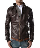 Mens Leather Jacket Stylish SlimFit Genuine Lambskin Motorcycle Bomber B... - $160.00 CAD