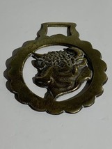 Vintage Horse Brass Features Taurus Bull Head embossed Motif  Nice Cotta... - $19.39