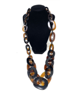 Vintage Mid Century Lucite Chunky Chain Necklace Brown - £22.44 GBP
