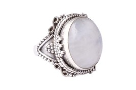 925 Sterling Silver Ring Natural Rainbow Moonstone Festival Wedding Gift - £31.17 GBP