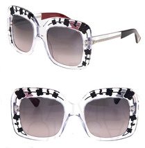 GUCCI FLOWER 3863 Black Crystal Red Oversized Square Gradient Sunglasses GG3863S - £213.73 GBP