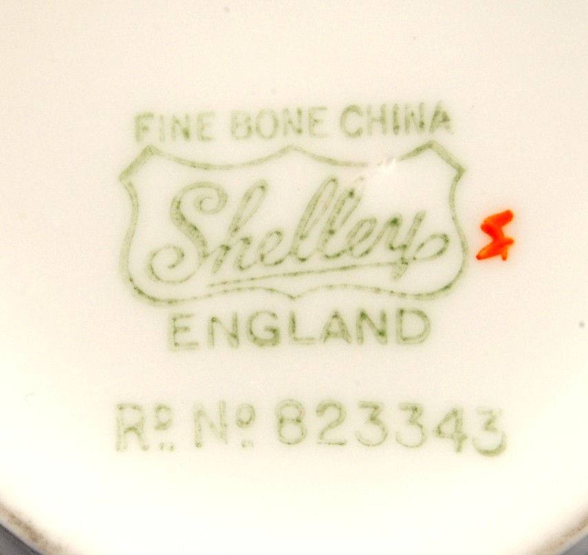 Shelley Old Cambridge Cup Pink Poppy Blue Flowers RD No. 823343 Item image 3