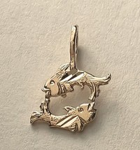 14k Yellow Gold Over 1.50Ct Pisces Fish Zodiac Sign Charm Pendant - £54.81 GBP