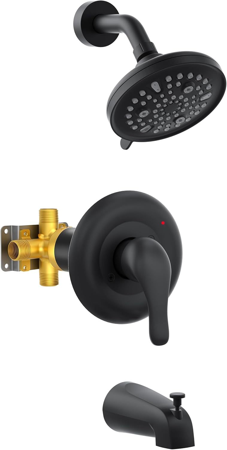 Gabrylly Shower Faucet Set, Bathtub Faucet With 9-Setting Rain, Matte Black - $81.99