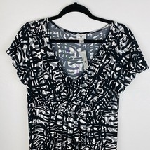 Worthington Womens Large Large Black White Gray Abstract Print Dress New - £21.39 GBP