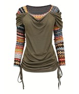 Women’s Green &amp; Boho Print Multicolor 2-in-1 Top XL - $285.59 MXN