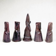 African Hand Carved Soapstone Brown Chess Pieces Lot of 5 Crafts Figurines - $27.10 CAD