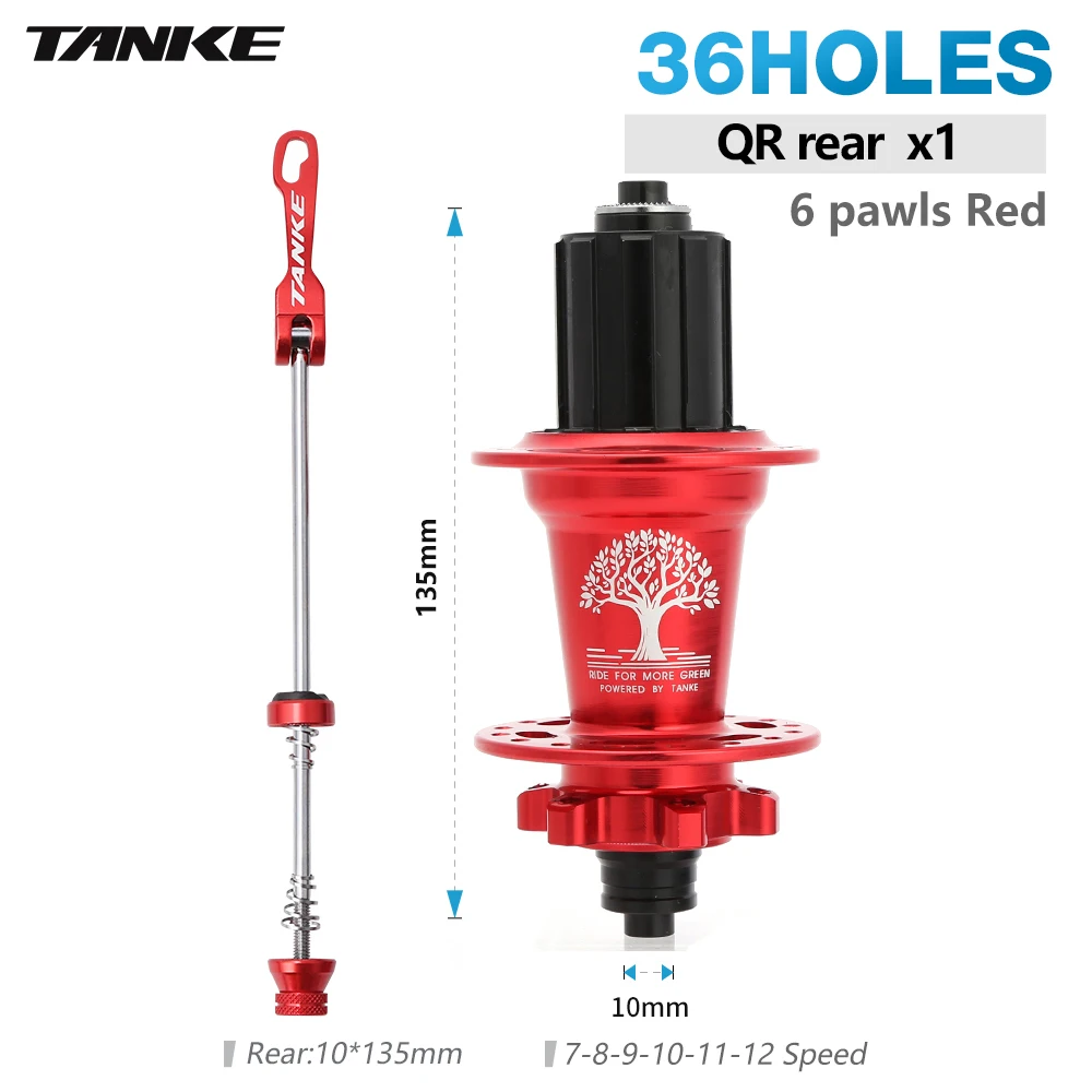 TANKE MTB Bicycle Hubs 6 pawls 6 ing 32/36H 120 cli Mountain Bike flywheel 7-12s - $155.60