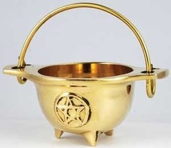 Small Brass with Pentagram Cauldron New - £35.22 GBP