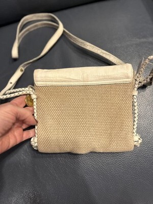 Brahmin Woven Natural Canvas Leather Crossbody Organiser Bag Item image 5