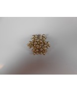 Coro Gold Tone Flower Cluster Brooch with Faux Pearl Petals Rhinestone C... - $267.04 MXN