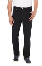 Calvin Klein Mens Jeans Black Denim 5-Pocket Straight Fit Stretch Zip-Fly - $52.99