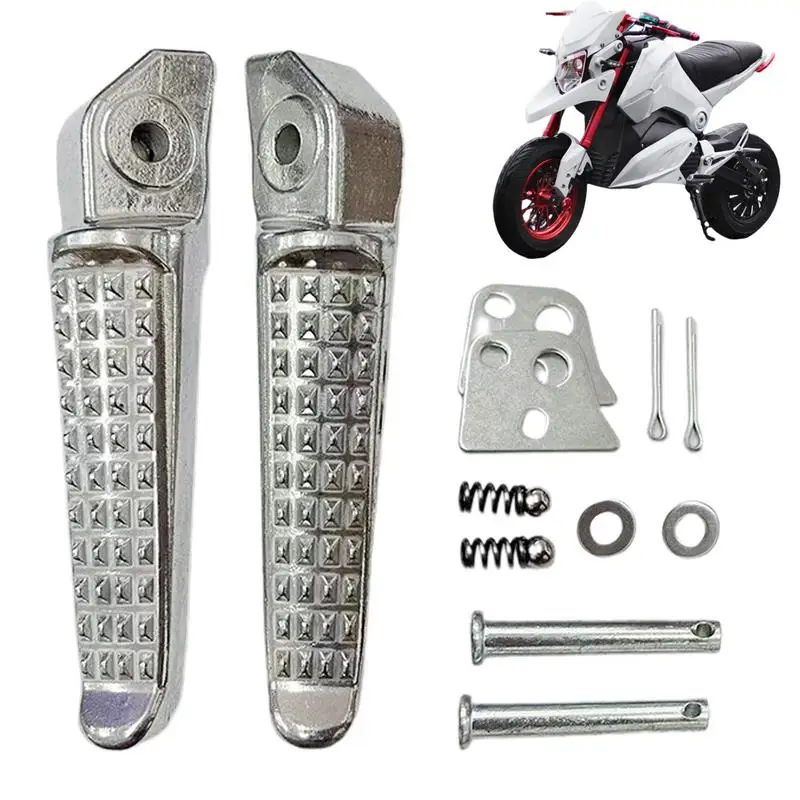 Bikes Rear Front Foot Pegs Motorcycle Footrests Stainless Steel Anti-Ski... - £16.95 GBP