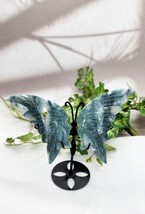 Moss Agate Crystal Butterfly Wings And Custom Stand, Crystal Energy Crystal  - £35.49 GBP