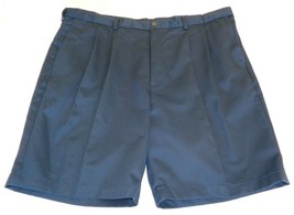 Roundtree &amp; Yorke Size 46 Waist EXPANDER WAIST Navy Blue Pleated New Mens Shorts - $54.45