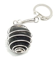 Natural Tibetan Black Tourmaline Crystal Gem Keyring Protective Reiki Charged - £3.88 GBP