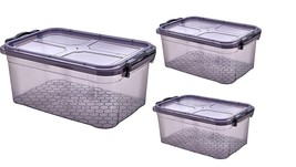 3 Pack Clear Plastic Storage Boxes Container With Lid and Handles Stackable Bins - £17.04 GBP