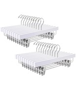 24 Pack White Wooden Pants Hangers With Clips, Wood Skirt Hangers Trouse... - £51.50 GBP