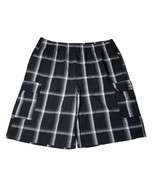NEW Mens Shaka Wear Relaxed Fit Plus Size Plaid Cargo Shorts 3XL Black Gray - $34.17 CAD