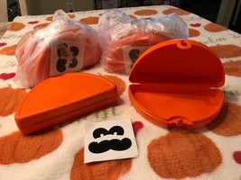 NEW TUPPERWARE JACK-O-LANTERN CANDY KEEPERS SET OF 2  BRIGHT ORANGE SNAP... - $6.92