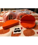 NEW TUPPERWARE JACK-O-LANTERN CANDY KEEPERS SET OF 2  BRIGHT ORANGE SNAP... - $6.92