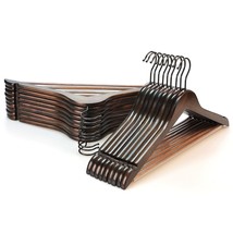 Heavy Duty Wood Coat Hangers In Smooth Retro Finish, Boutique Quality Wooden Sui - £47.71 GBP