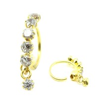 Vero Oro Naso Anello Cerchio 14k Oro Giallo Piercing Sfera Chiusura - £35.60 GBP