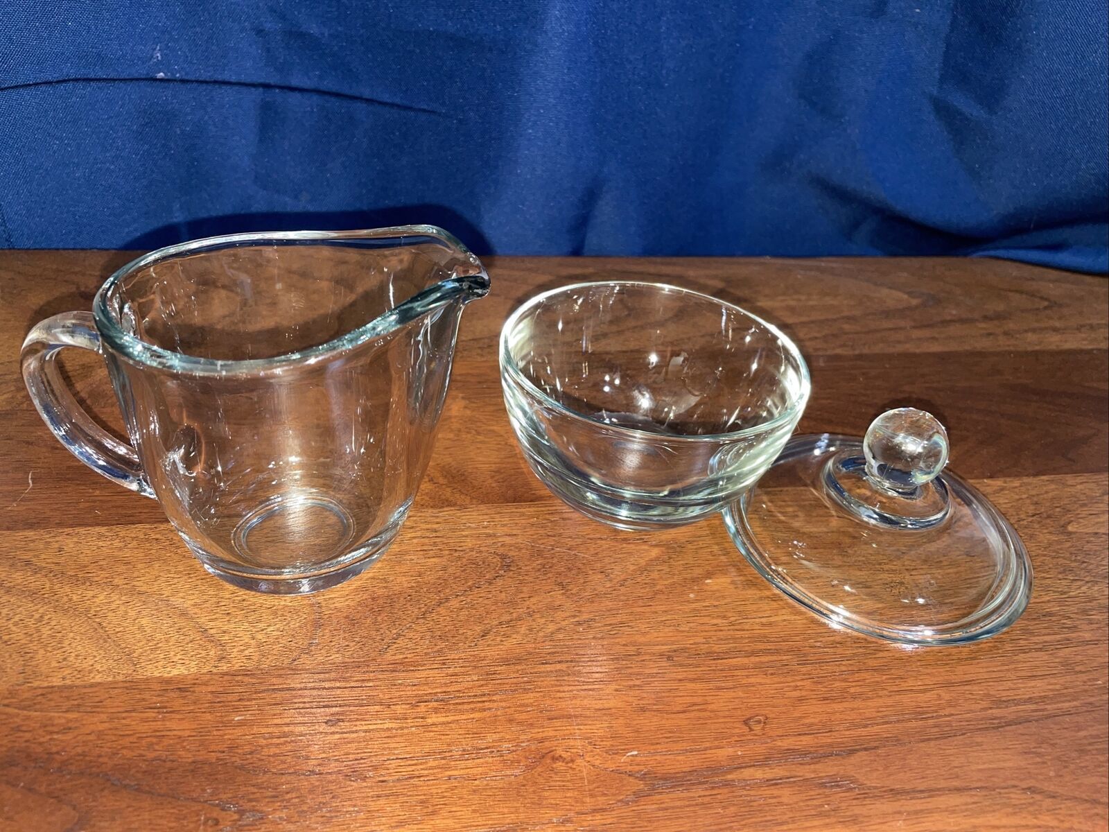 Primary image for Ancor Hocking Glass Co. Clear Glass,   Cream and Sugar Set Vintage