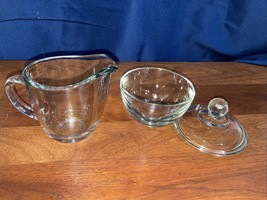 Ancor Hocking Glass Co. Clear Glass,   Cream and Sugar Set Vintage - £12.54 GBP