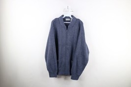 Vintage 90s Streetwear Mens Large Chunky Ribbed Knit Full Zip Cardigan Sweater - £45.05 GBP