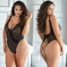 Allure Mesh &amp; Eyelash Lace Teddy-Black 2X/3X-Boxed - $39.99