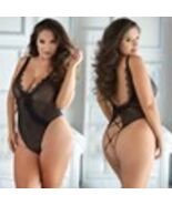 Allure Mesh &amp; Eyelash Lace Teddy-Black 2X/3X-Boxed - $39.99