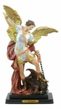 Large Archangel Saint Michael Slaying Lucifer Satan Statue With Brass Name Plate - £42.62 GBP