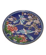 Vintage Chinese Ching Tai Lan Blue Cloisonne Azure Winged Magpie Floral ... - $23.38