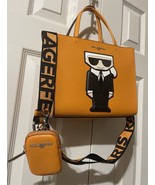 KARL LAGERFELD PARIS Maybelle Satchel Handbag  Orange convertible crossb... - $3,991.59 MXN