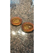 Vintage Amber Cigar Ashtray 2pc Heavy Art Deco 1970&#39;s - $284.34 MXN