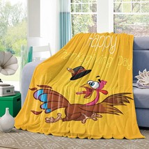 Thanksgiving Turkey Black Topper Flannel Throws Blanket, Cozy Warm 50&quot; X 60&quot; - £40.64 GBP