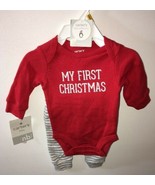 CARTER&#39;S Red 2 Piece Bodysuit Pants Newborn BABY My First Christmas - £10.79 GBP